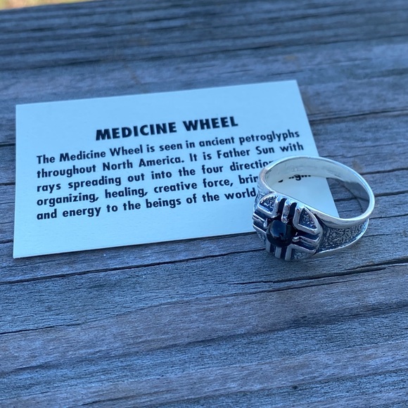 MEDICINE WHEEL Ring .925 Sterling Silver w/ genuine Star Diopside made in USA - Picture 8 of 14